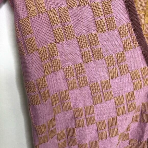 Anthropologie HWR Pink and Gold Checkered Cardigan - Picture 6 of 8